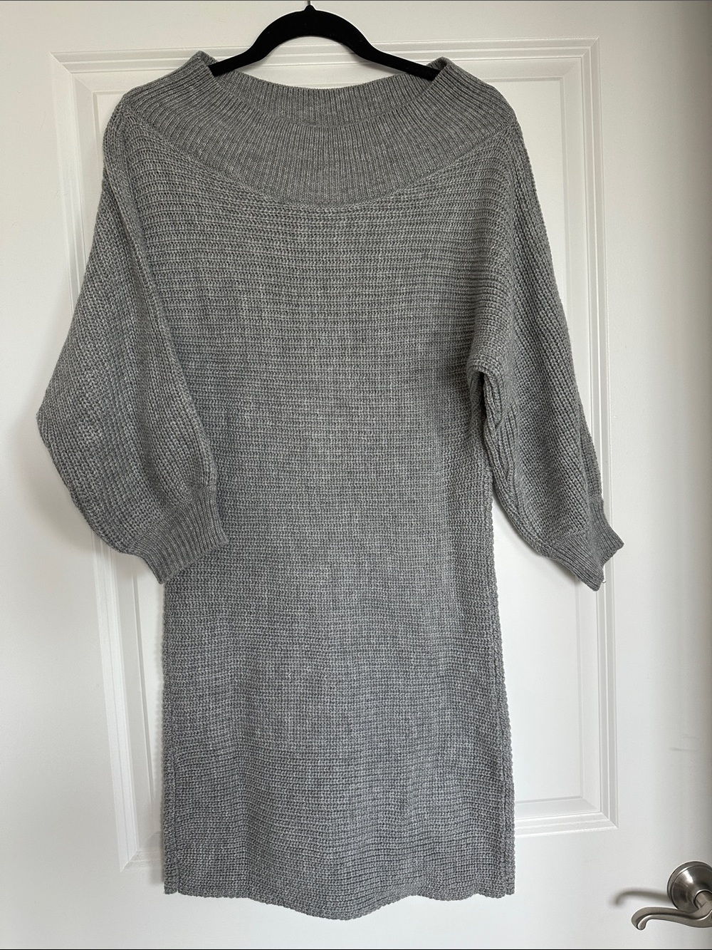 Cozy Gray Knit Sweater Dress